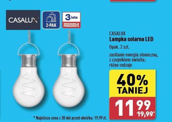 Lampki solarne żarówki Casalux promocja