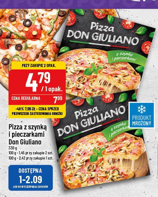 Pizza z szynk膮 i pieczarkami Don giuliano promocja