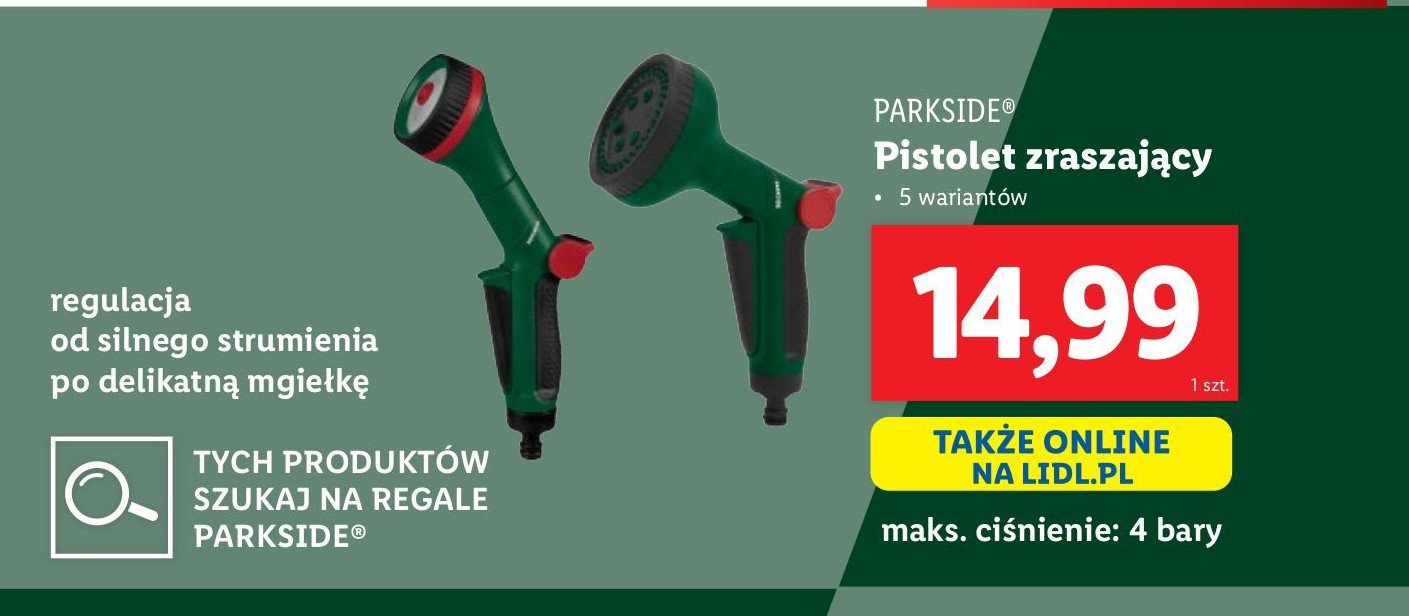 Pistolet zraszający Parkside promocja w Lidl