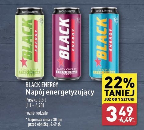 Napój energetyczny no limits fancy cherry Black energy promocja