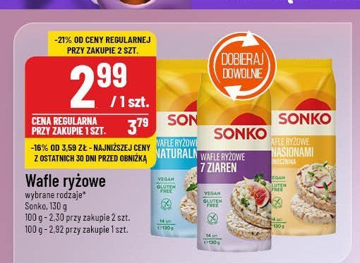 Wafle ryżowe ze słonecznikiem Sonko promocja