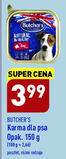 Karma dla psa pasztet z wołowina Butcher's natural & healthy promocja w Biedronka