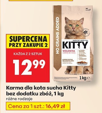 Karma dla kota sucha Kitty bez dodatku zbóż 1 kg różne rodzaje promocja w Biedronka