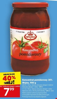 Koncentrat pomidorowy 30% Wojna, 900 g promocja w Twój Market