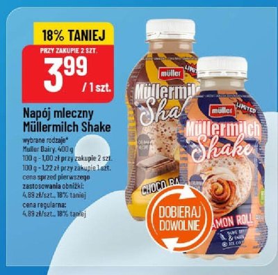 Napój mleczny Müllermilch Shake wybrane rodzaje Müller Dairy 400g promocja w POLOmarket