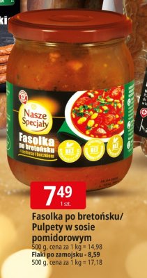 Fasolka po bretońsku/Pulpety w sosie pomidorowym promocja w Leclerc