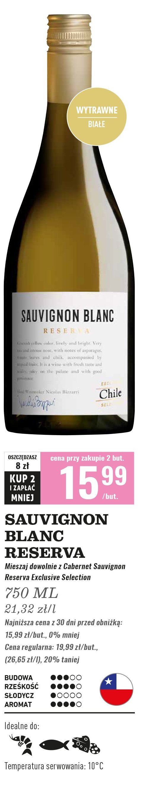 Wino Sauvignon blanc reserva promocja w Biedronka