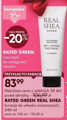 Kuracja RATED GREEN REAL SHEA do włosów zniszczonych, 240 ml promocja w Super-Pharm