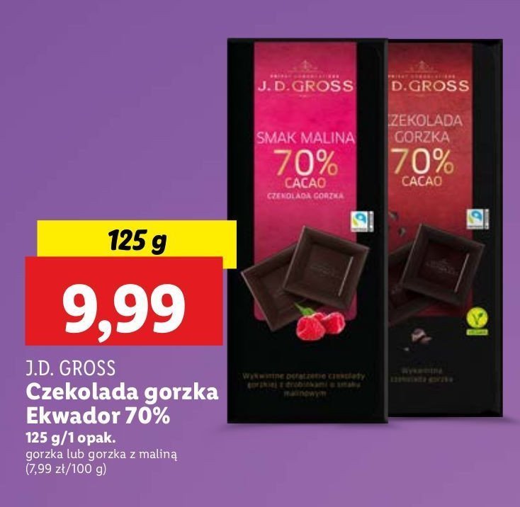 Czekolada gorzka 70 % J.d.gross promocja