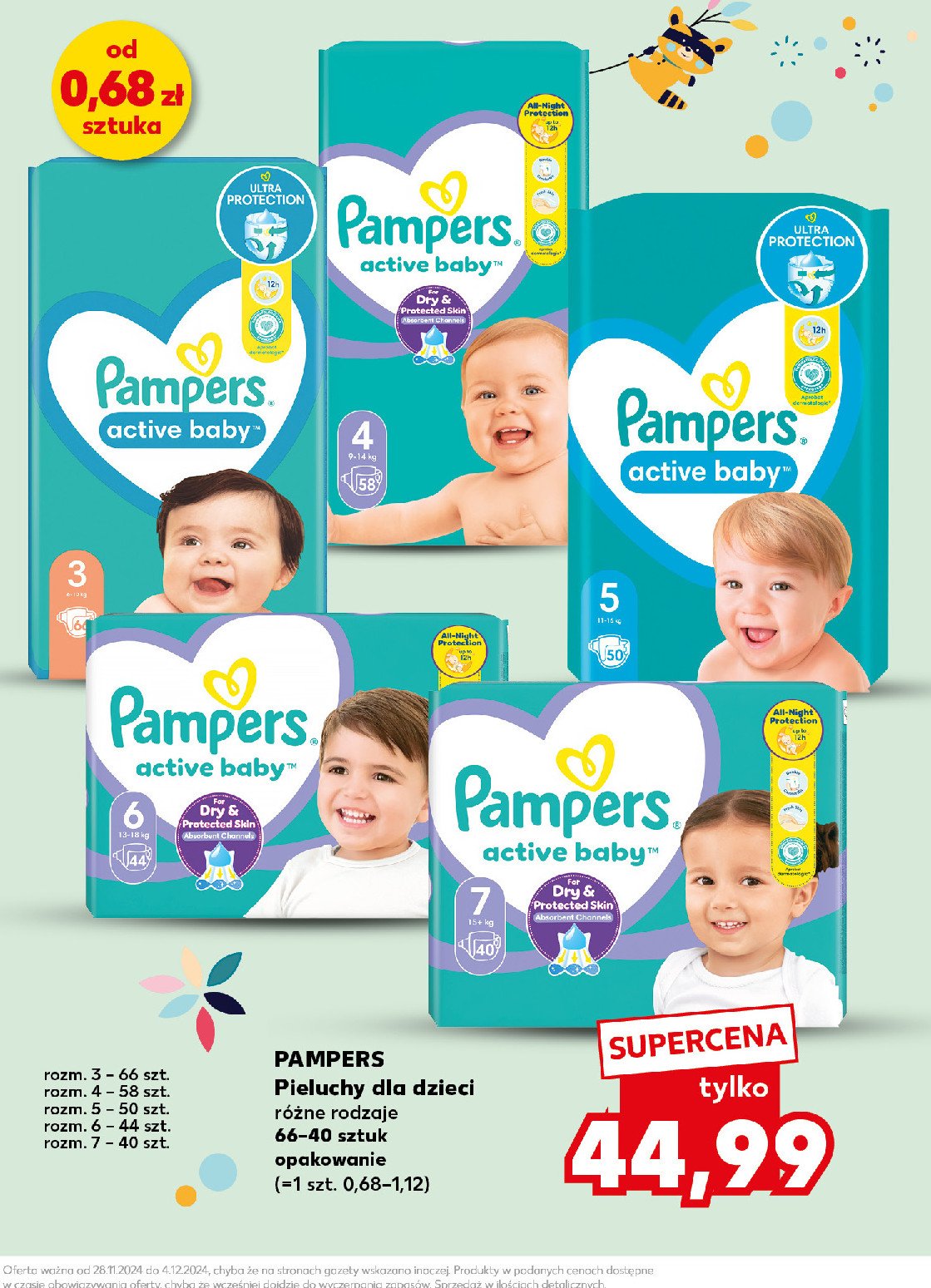 Pieluszki dla dzieci junior Pampers active baby promocja