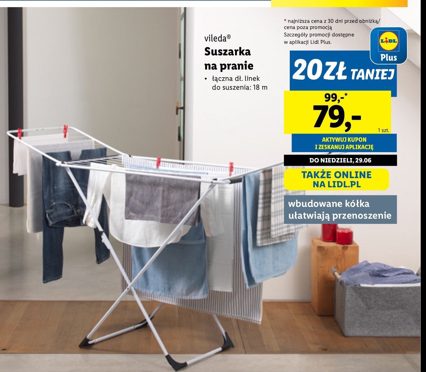 Suszarka do ubrań 18 m Vileda promocja w Lidl