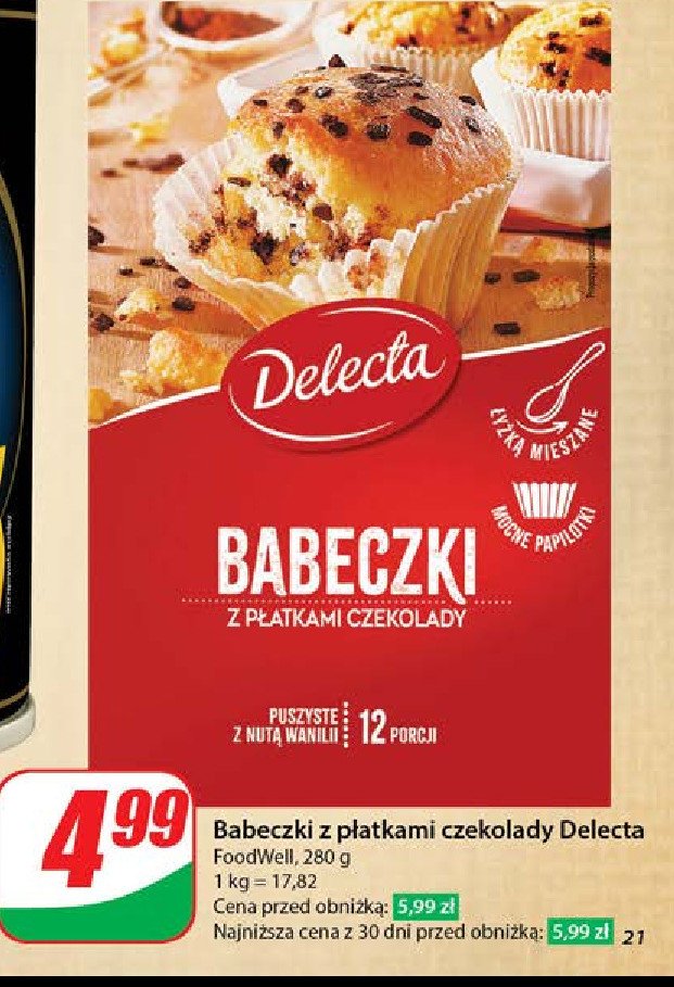 Babeczki nadziewane płatkami czekolady Delecta promocja w Dino