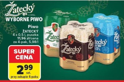 Piwo ŻATECKÝ 4 x 0.5l puszka promocja w Carrefour
