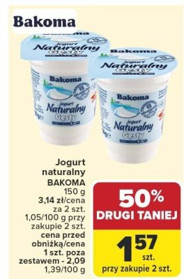 Jogurt naturalny BAKOMA 150 g promocja w Carrefour