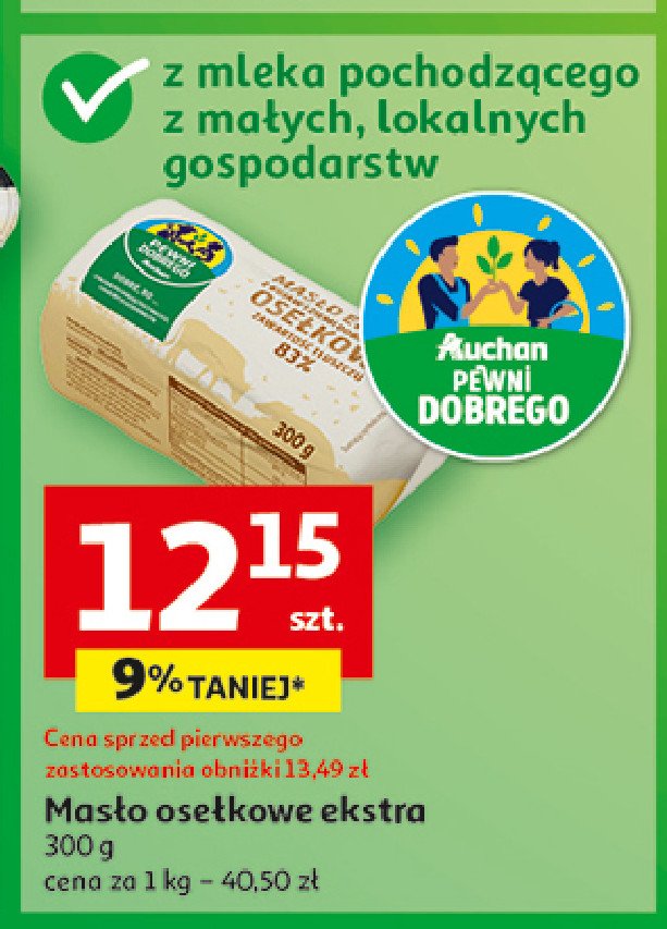 Masło osełkowe extra Auchan pewni dobrego promocja