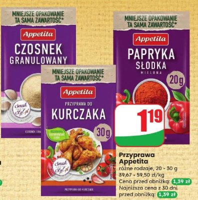 Czosnek granulowany Appetita promocja w Dino