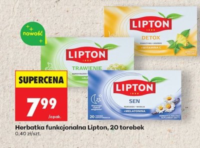 Herbatka funkcjonalna Lipton Detox 20 torebek promocja w Biedronka