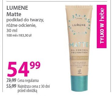 Podkład do twarzy 3 fresh apricot Lirene lumene matte promocja w Hebe