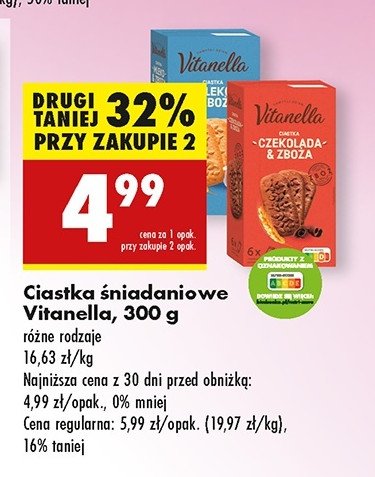 Ciastka wielozbożowe czekolada orzech i miód Vitanella promocja