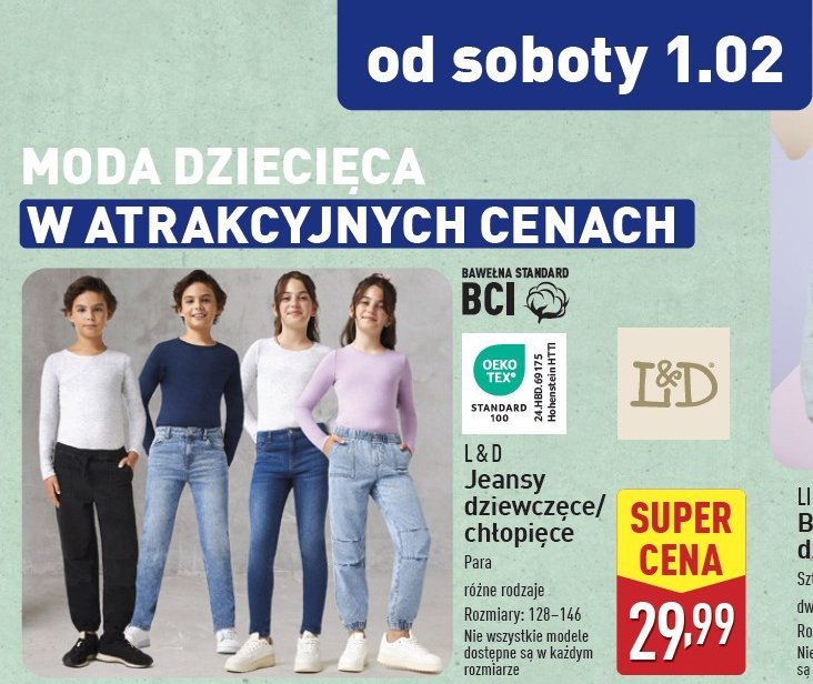 Jeansy chłopięce 128-146 L&d promocja w Aldi