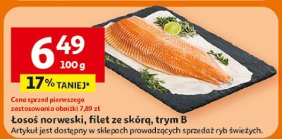 Łosoś norweski, filet ze skórą, trym B promocja w Auchan