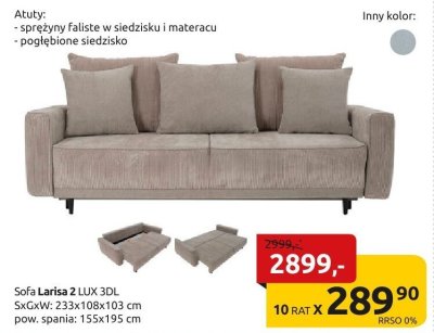 Sofa Larisa 2 LUX 3DL promocja w Black Red White