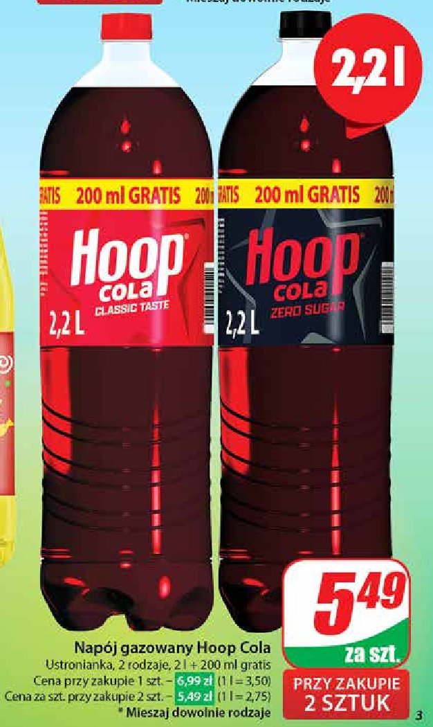 Napoj HOOP COLA ZERO promocja w Dino