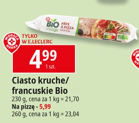 Ciasto kruche Wiodąca marka bio village promocja