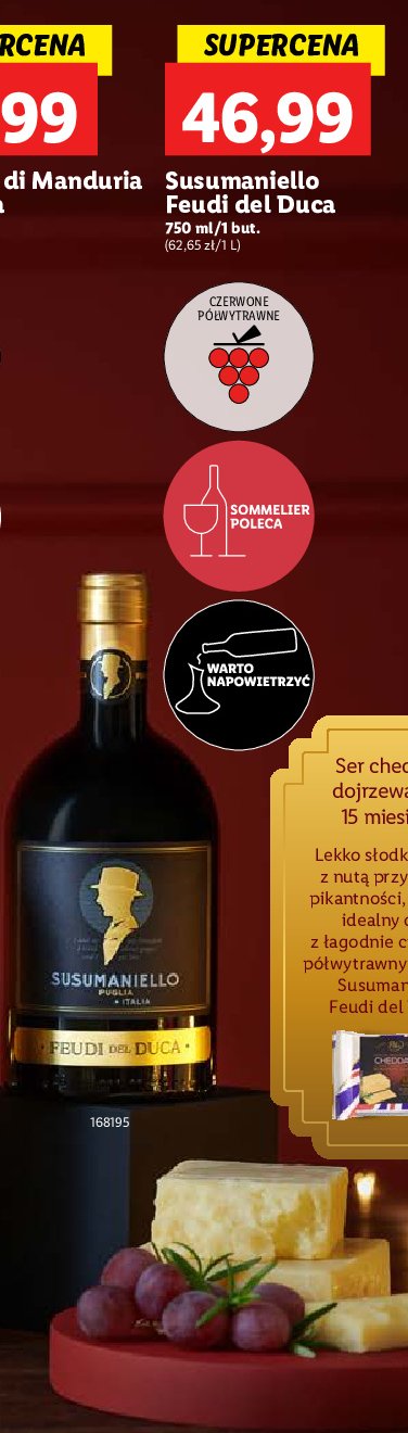 Wino półwytrawne SUSUMANIELLO FEUDI DEL DUCA promocja w Lidl