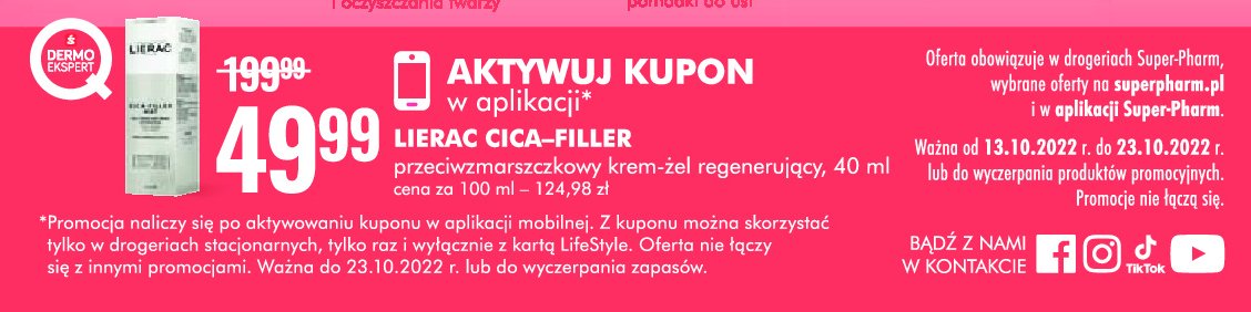 Przeciwzmarszczkowy żel-krem regeneracyjny do twarzy Lierac cica-filler promocja