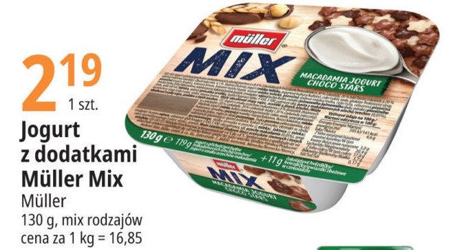 Jogurt macadamia z gwiazdkami w polewie z czekolady Muller mix promocja