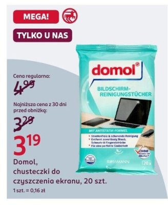 Chusteczki do czyszczenia ekranu Domol Bildschirm-Reinigungstücher promocja w Rossmann