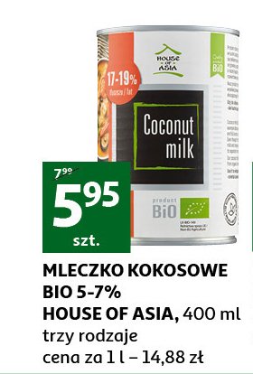 Mleczko kokosowe bio 17-19% House of asia promocje