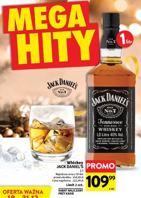 Whiskey JACK DANIEL'S 1 l promocja w Intermarche