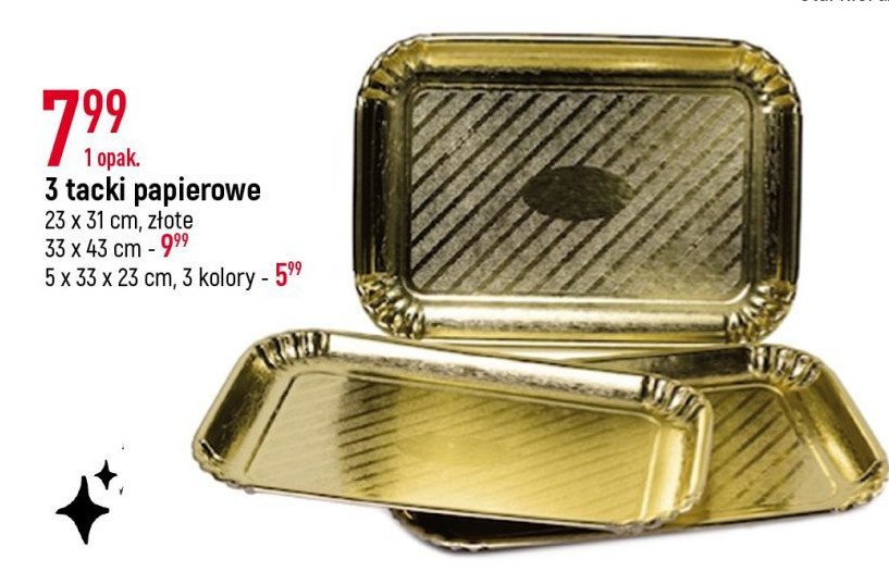 Tacki papierowe 23 x 31 cm z艂ote promocja
