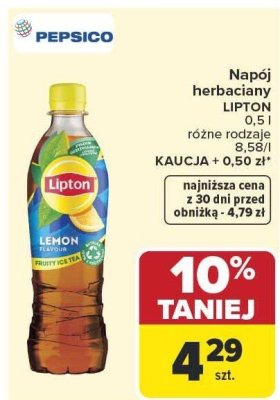 Napój herbaciany Lemon 0,5 l, różne rodzaje Lipton promocja w Carrefour Market