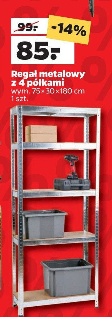 Regał metalowy 180 x 75 x 30 cm promocja