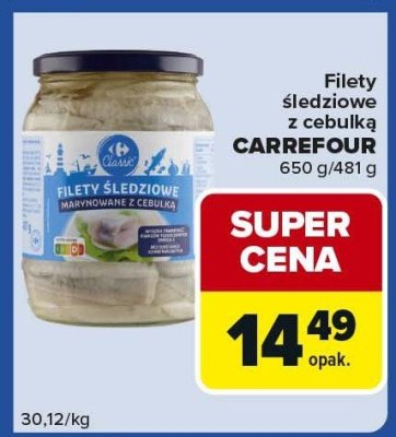 Filety śledziowe z cebulką CARREFOUR 650 g/481 g promocja w Carrefour Express