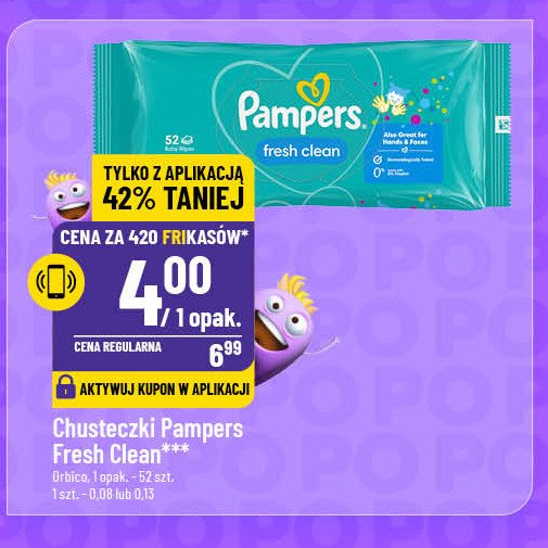 Chusteczki nawilżane Pampers fresh clean promocja w POLOmarket