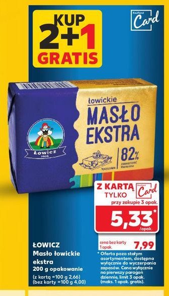 Masło ekstra Łowickie promocja w Kaufland