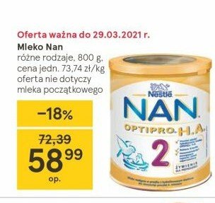 Mleko 2 Nestle nan optipro h.a. promocja