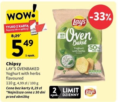 Chipsy LAY'S OVENBAKED Yoghurt with herbs flavoured 110 g promocja w Intermarche