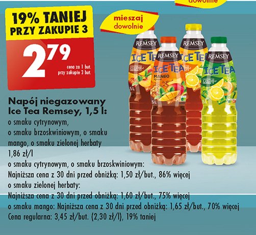 Napój o smaku brzoskwiniowym Remsey ice tea promocja