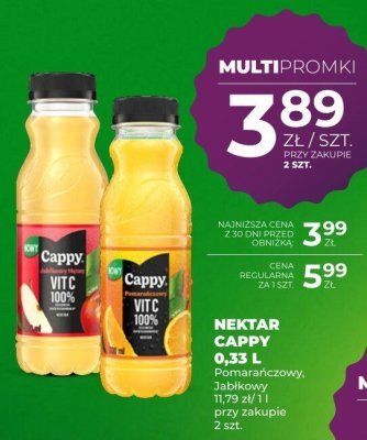 Nektar Cappy Vit C 100% Pomarańczowy 0,33 L promocja w Duży Ben