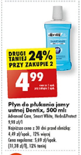 Płyn do płukania jamy ustnej smart white freezing mint Dentix promocja