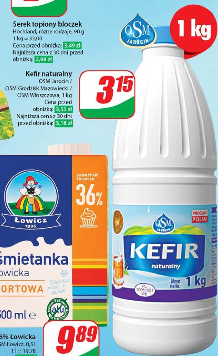 Kefir naturalny Osm jarocin promocja w Dino