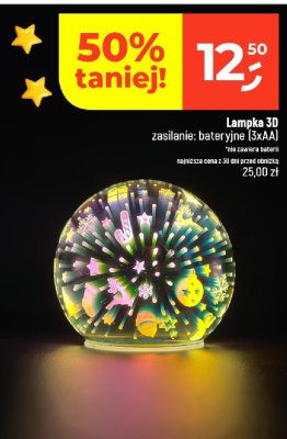Lampka 3D zasilanie bateryjne (3xAA) promocja w Dealz