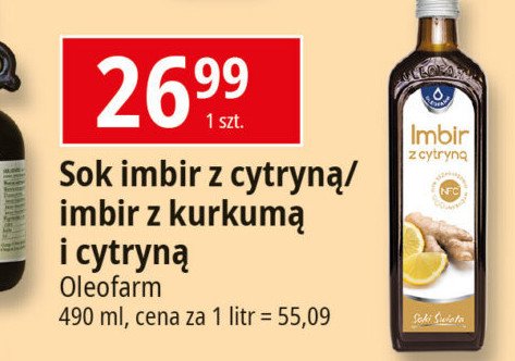 Sok imbirowy z cytryną Oleofarm promocja