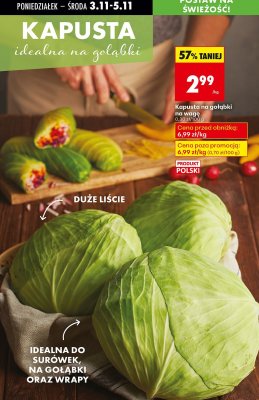 Kapusta na gołąbki na wagę promocja w Biedronka