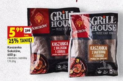 Kaszanka grillowa z wątróbką Sokołów grill house promocja